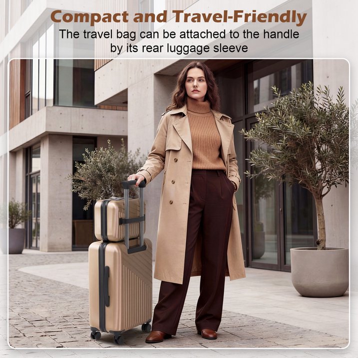 Luggage Sets 4 Piece Carry on Luggage with Spinner Wheels Hardshell Durable Suitcase with TSA Lock 14 20 24 28 inch Champagne