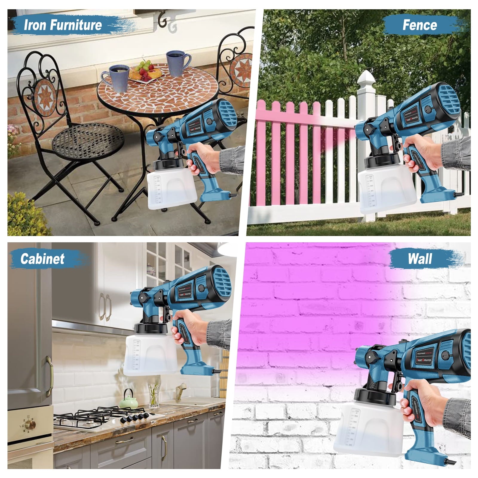 Purevigil Paint Sprayer 1000W HVLP High Power Electric Spray Paint Gun 1400ml High Capacity Container Easy to Clean for Home Interior, House Painting and Exterior