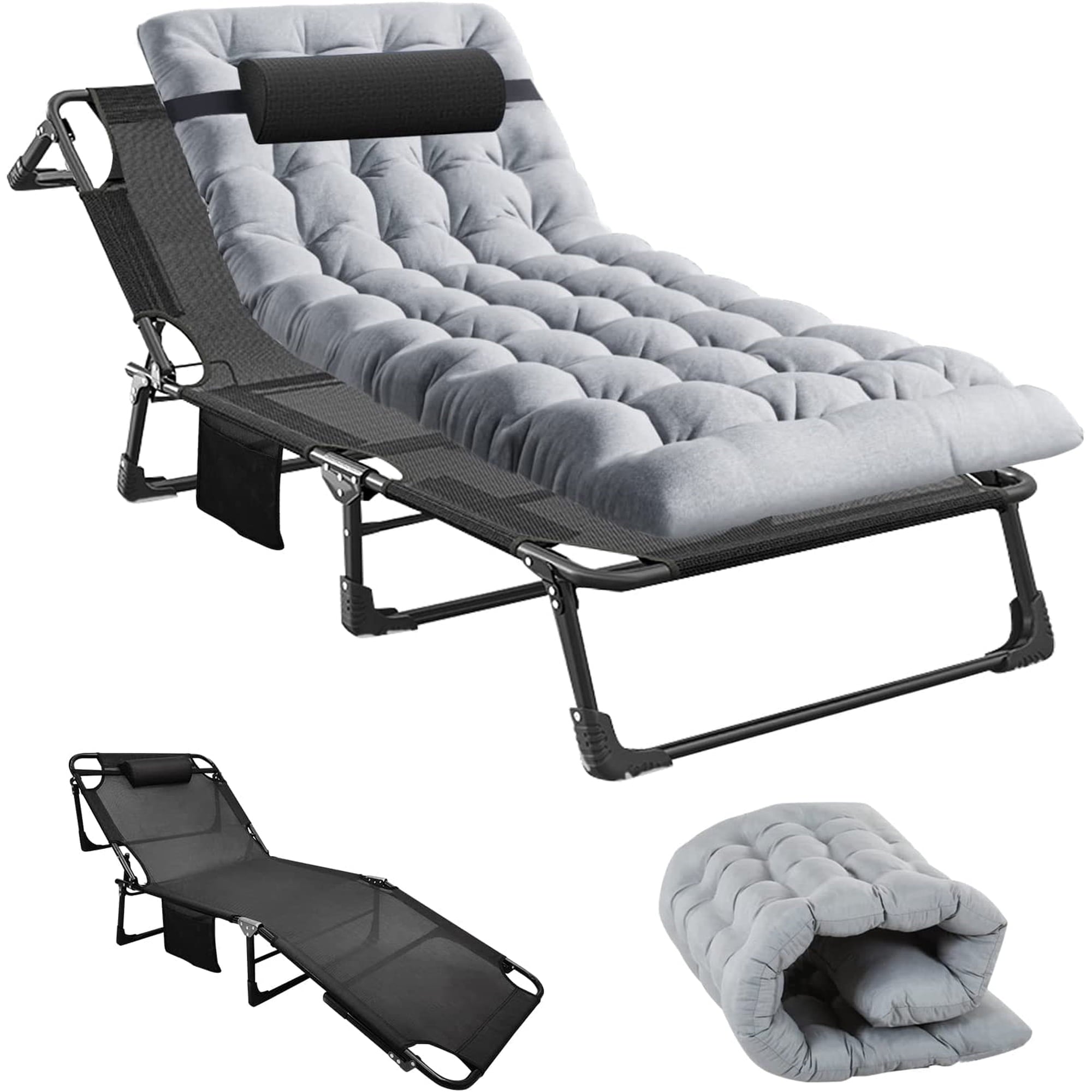 Slsy Folding Lounge Chair, 5-Position Adjustable Outdoor Reclining Chair, Folding Sleeping Bed Cot, Folding Chaise Lounge Chair for Pool Beach Patio Sunbathing