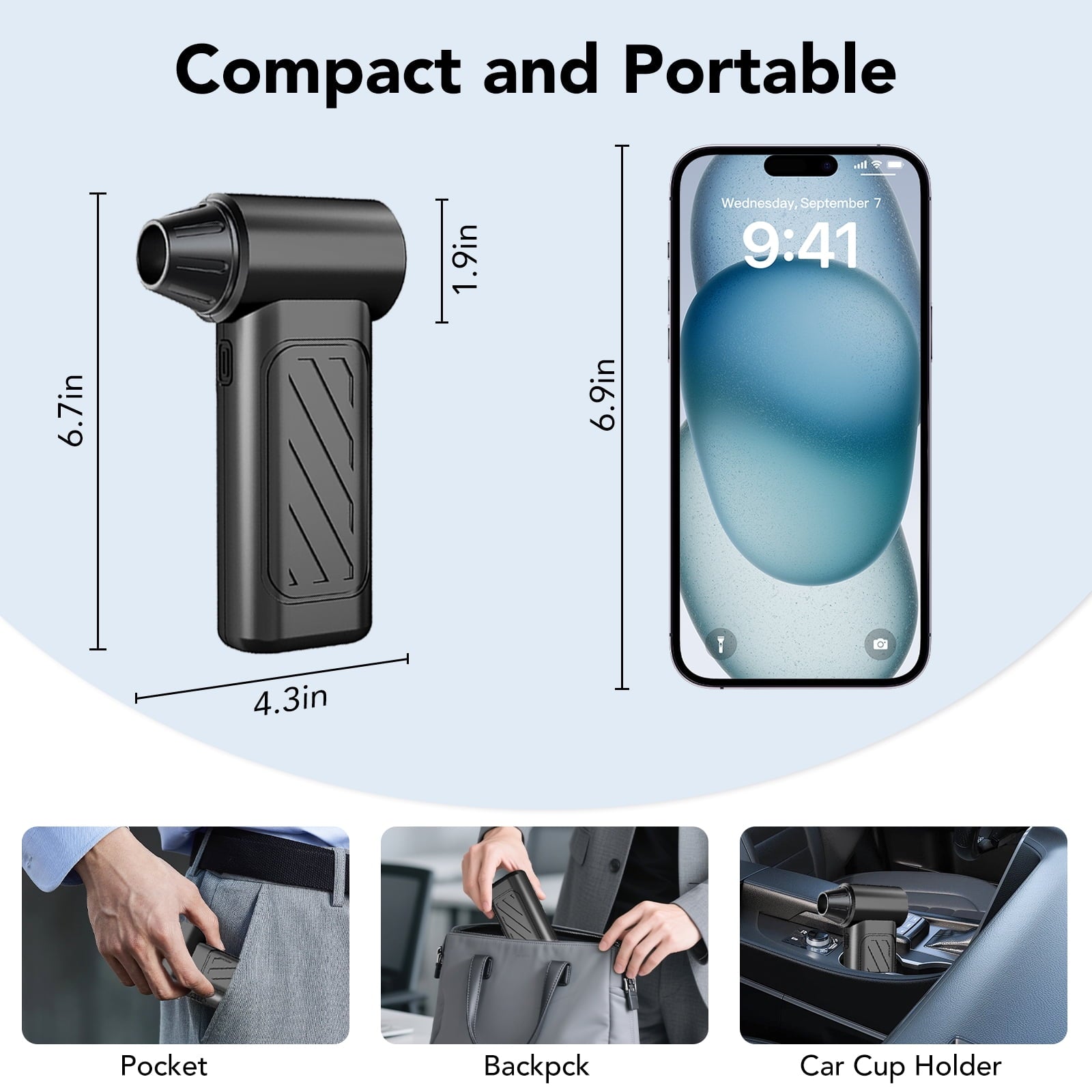 Air Duster, Replaces compressed air can, Stepless Speed Adjustable, For Car, Computer, Laptop, Keyboard Cleaning