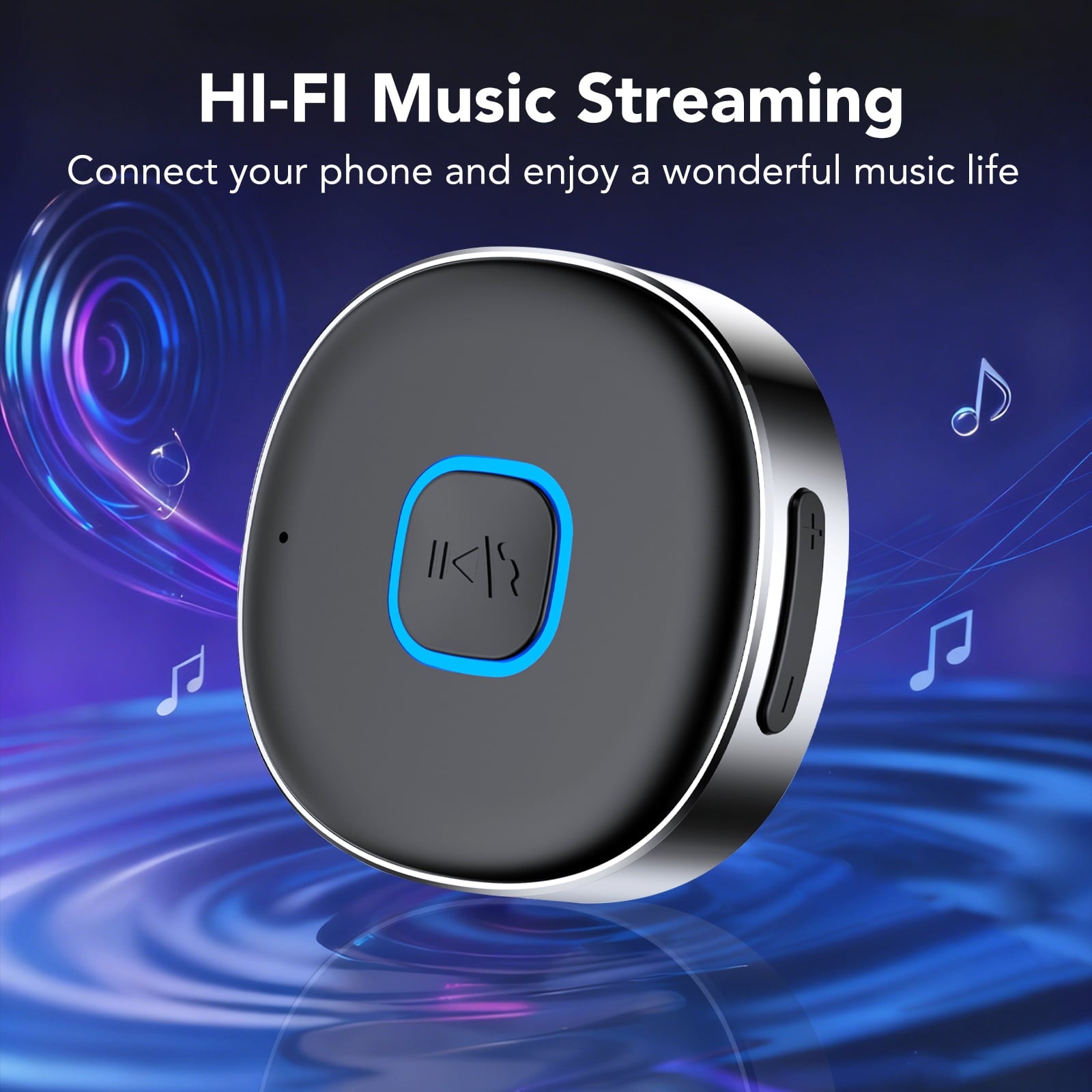 KT1 Bluetooth Car Adapter, Bluetooth Aux Adapter for Car, 16H Battery Life, Dual Connect, Calls Hands Free, Wireless Audio Receiver for Home, Stereo/Speaker/Headphone